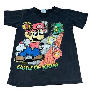 VTG 1990 Super Mario Brothers The Castle of Koopa Shirt Youth M Nintendo A3
